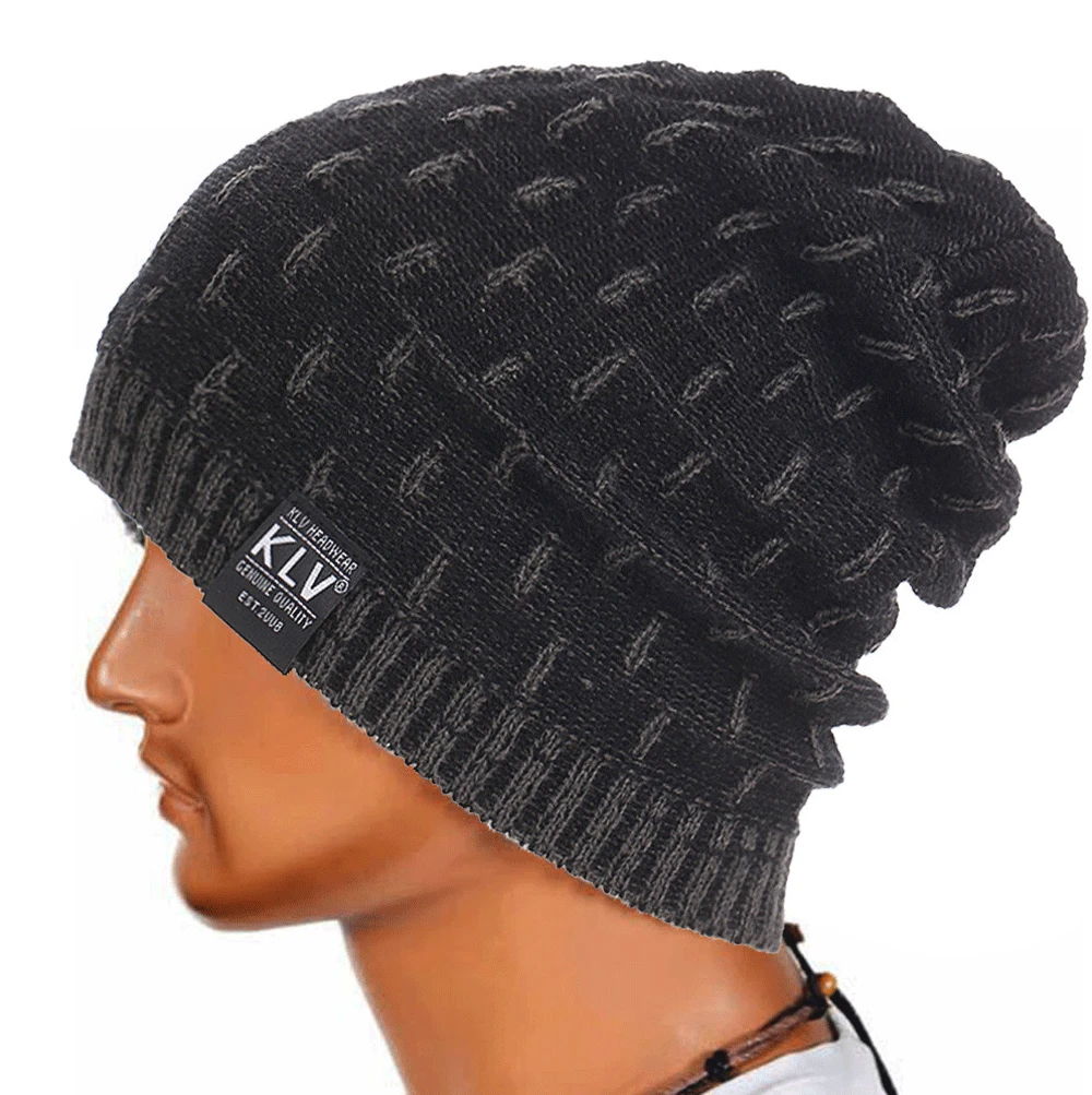 Warm Knitted Hats Caps Men Beanie Hat Winter Warm Knitted Wool Men