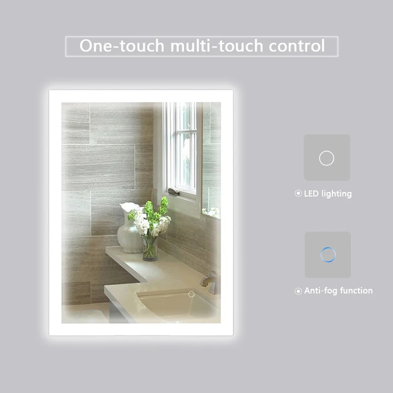 Bianco freddo Anti-fog 4mm Opaco Telaio In Alluminio di Rame, senza Mercurio Specchio del Bagno Orizzontale e Verticale Hangable HWC