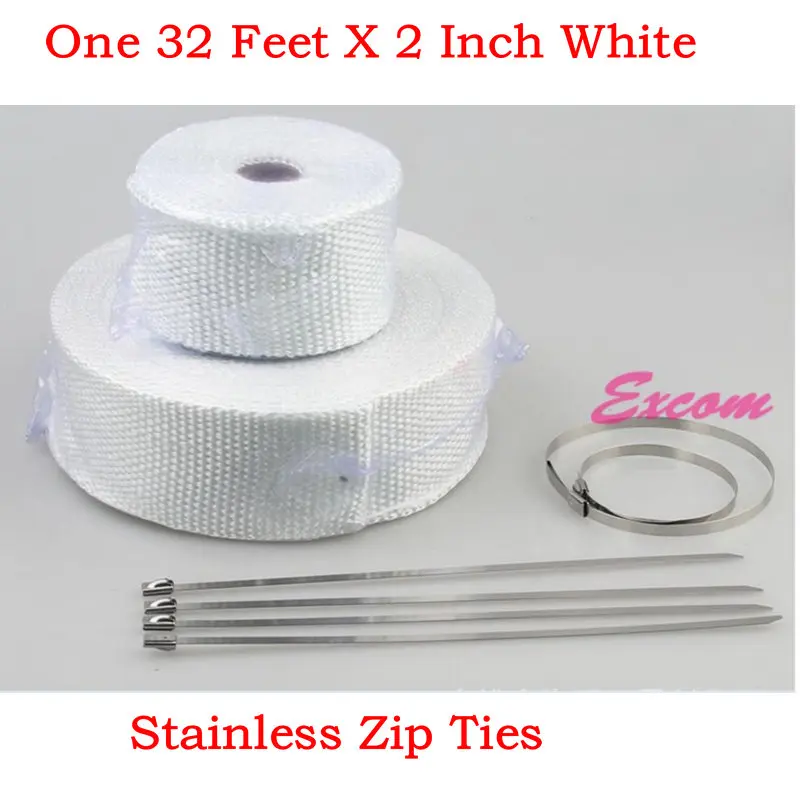 

2 Inch x 32 Feet EXHAUST HEADER TURBO MANIFOLD HIGH TEMP HEAT WRAP WHITE motorcycle/automobile Thermal Heat Wrap+6 ZIP TIES