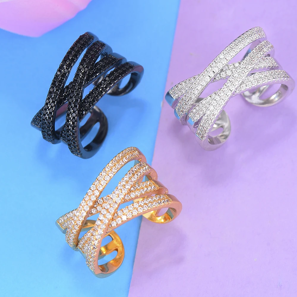 

GODKI 22mm Luxury Twist Braided Chic Rings for Women Wedding Cubic Zircon Europe Bride Dubai Accessories Finger Ring Jewelry2019