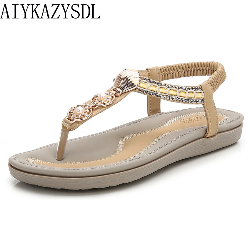 Wedding Shoes Wedding Accessories Diamonds Flat Sandals Elegant Beach Wedding Flats Shoes Sandals Summer Wheretoget