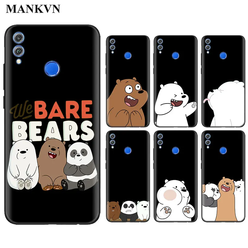 

We Bare Bears Phone Cases for Huawei Honor 8X 9 10 Lite P10 P20 Lite Y6 Y7 Y9 2018 Soft Silicone Black Cases