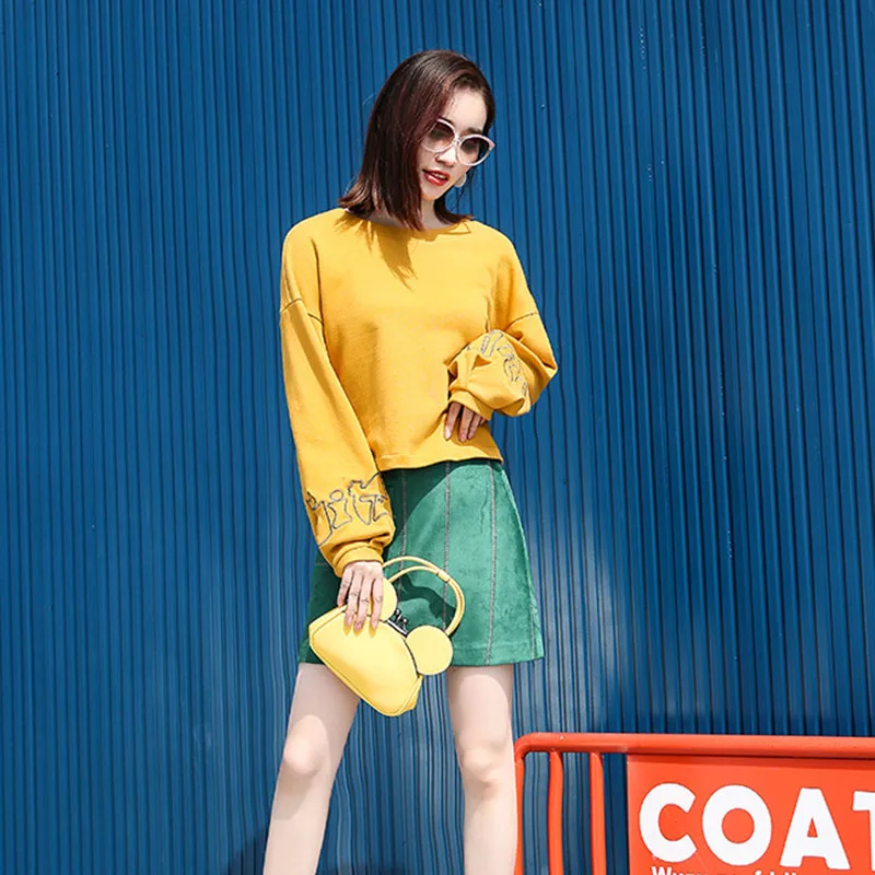 2018 Autumn Fashion New pure color Loose Women Pullovers Round neck lantern Sleeve Comfortable Female Hoodies& Sweatshirts ll718 2018 Autumn Fashion New pure color Loose Women Pullovers Round neck lantern Sleeve Comfortable Female Hoodies& Sweatshirts ll718