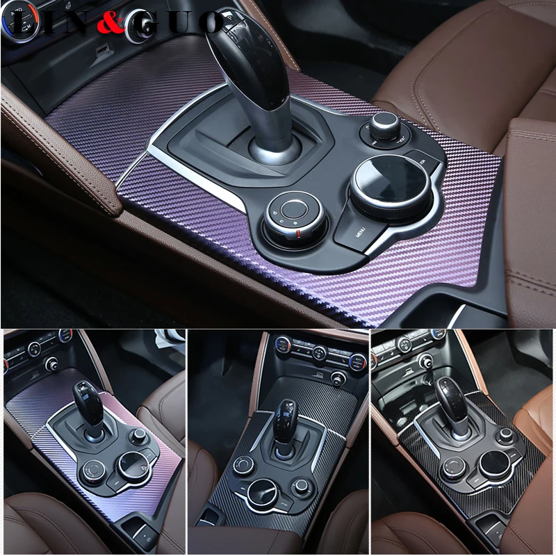 

5D Carbon fiber Decoration sticker Cover Trim for Alfa romeo Giulia Car Interior Central Control Gear Shift Panel Car styling