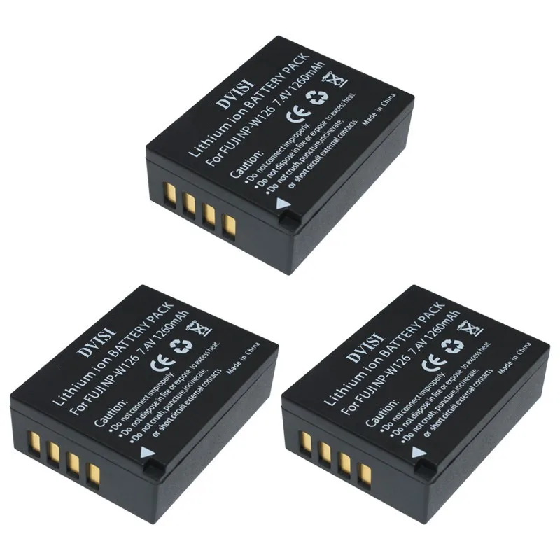 DVISI 3 шт./лот 7,4 V 1260 мА/ч, NP-W126 NP W126 NPW126 Камера аккумулятор для Fujifilm HS30EXR HS33EXR X PRO1