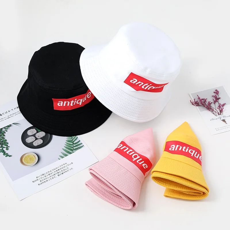 

Female Red Antique Printing Bucket Hat Boy Girl Cool Outdoor Hip Hop Hats Caps Men Simple Style Sun-proofed Bob Hats YY157