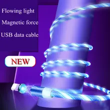 Магнитный плавный Свет Micro USBCable и тип usb C кабель синхронизации данных нейлоновый Плетеный светодиодный индикатор магнитное зарядное устройство, кабель USB C