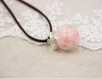 

20pcs mix hydrangea Dry Flower Glass Vial Necklace glass Globe Necklace Wish Glass Bottle Necklace 25x15mm glass