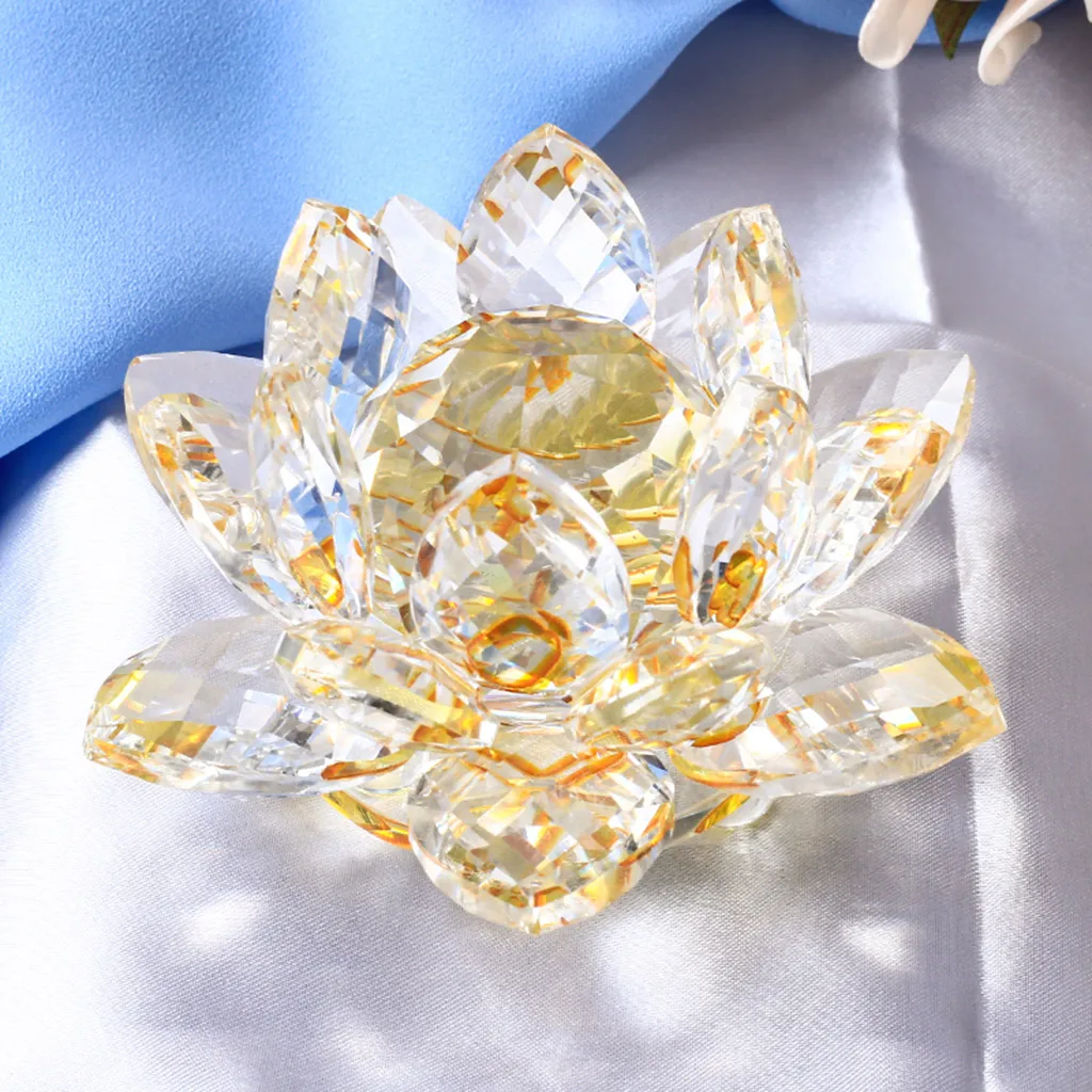 Crystal Glass Figurine Collectibles Lotus Flower Model Wedding Centerpieces