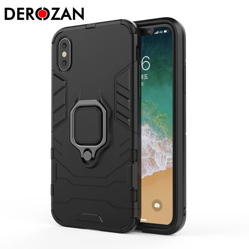 

DEROZAN Phone Case For iPhone 7 Case X XS Max 6 6s 8 Plus SE 5 5S XR Hard PC+Soft TPU Anti-knock Luxury Business Back Cover