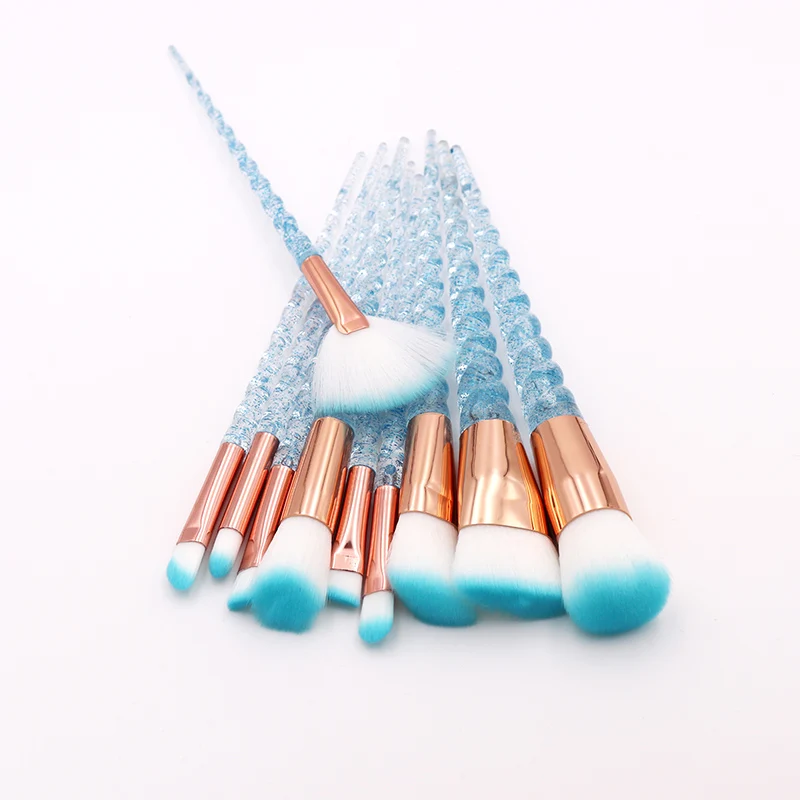 

10pcs Blue Unicorn Makeup Brushes Set Powder Eyeshadow Foundation Lip Brush Crystal Diamond Make up brush Kits maquiagem