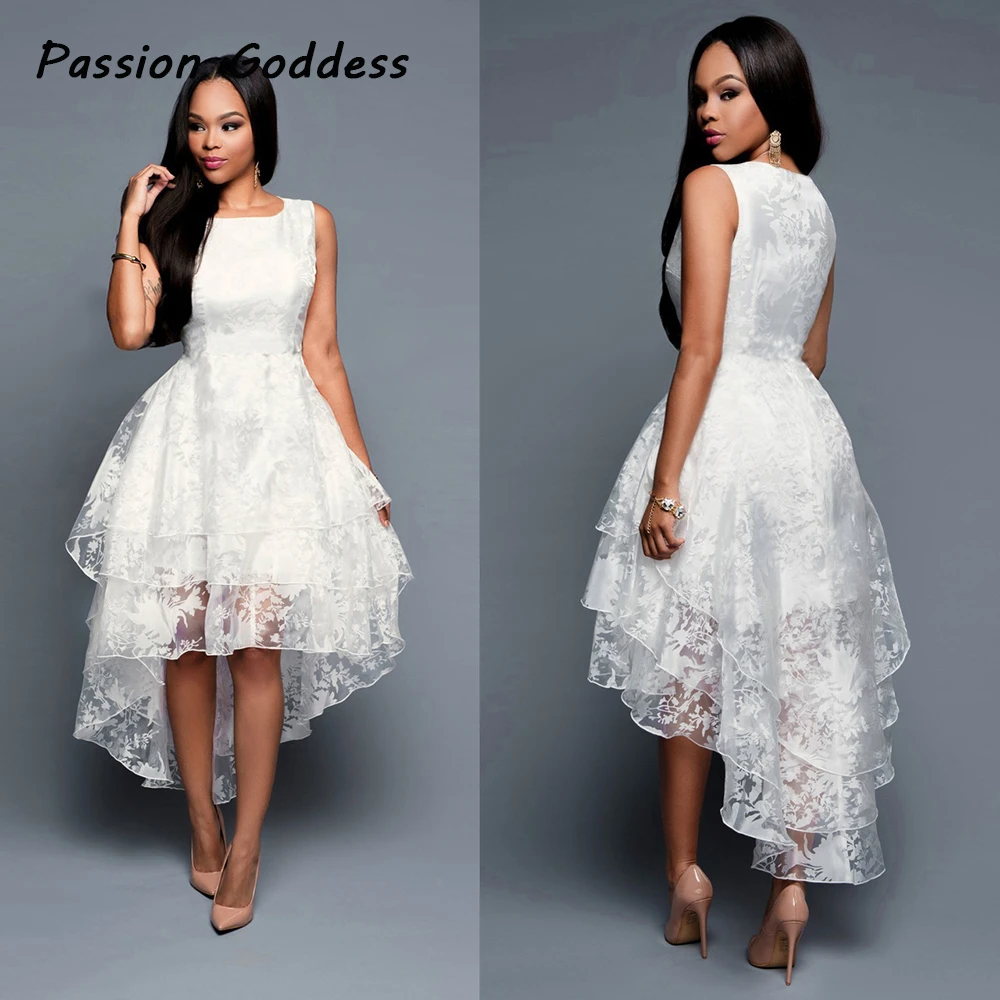 Fête femmes princesse irrégulière longue robe Peplum trois couche bas haute Pin  Up élégante longue robe blanche robe de mariée robes de bal | AliExpress
