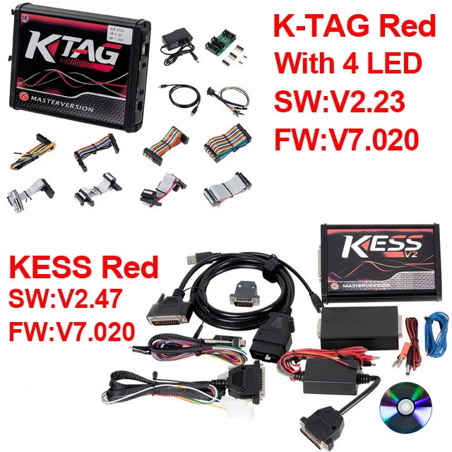 KESS V2 v2.47 V5.017 K-бирка 4 светодиодных V7.020 ЕС красная версия+ Нержавеющая сталь программатор BDM+ 22 шт. адаптер Тюнинг Комплект ECU программист - Цвет: EU KESS V2 K-TAG