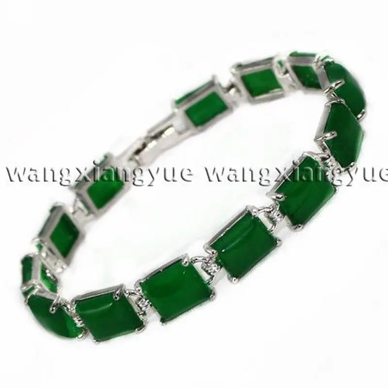 

Fashion Natural Green Jadeite Chain Jewelry Bracelet 7.5" AAA Grade