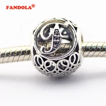 Ювелирные изделия из стерлингового серебра 925 пробы Подходит Пандора Подвески Браслеты Винтаж F с прозрачными кубические циркониевые бусины