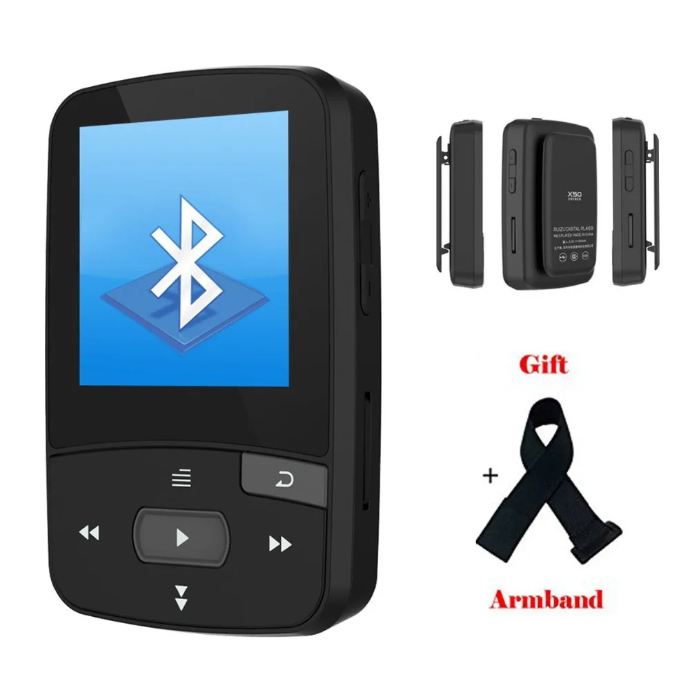 Оригинальный мини спортивный MP3 плеер RUIZU X50 Bluetooth 8 Гб поддержка tf карты fm радио
