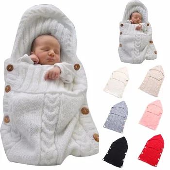 

Puseky 0-12M Newborn Baby Wrap Swaddle Blanket Kids Toddler Wool Knit Blanket Swaddle Baby Sleeping Bag Sleep bag Stroller Wrap