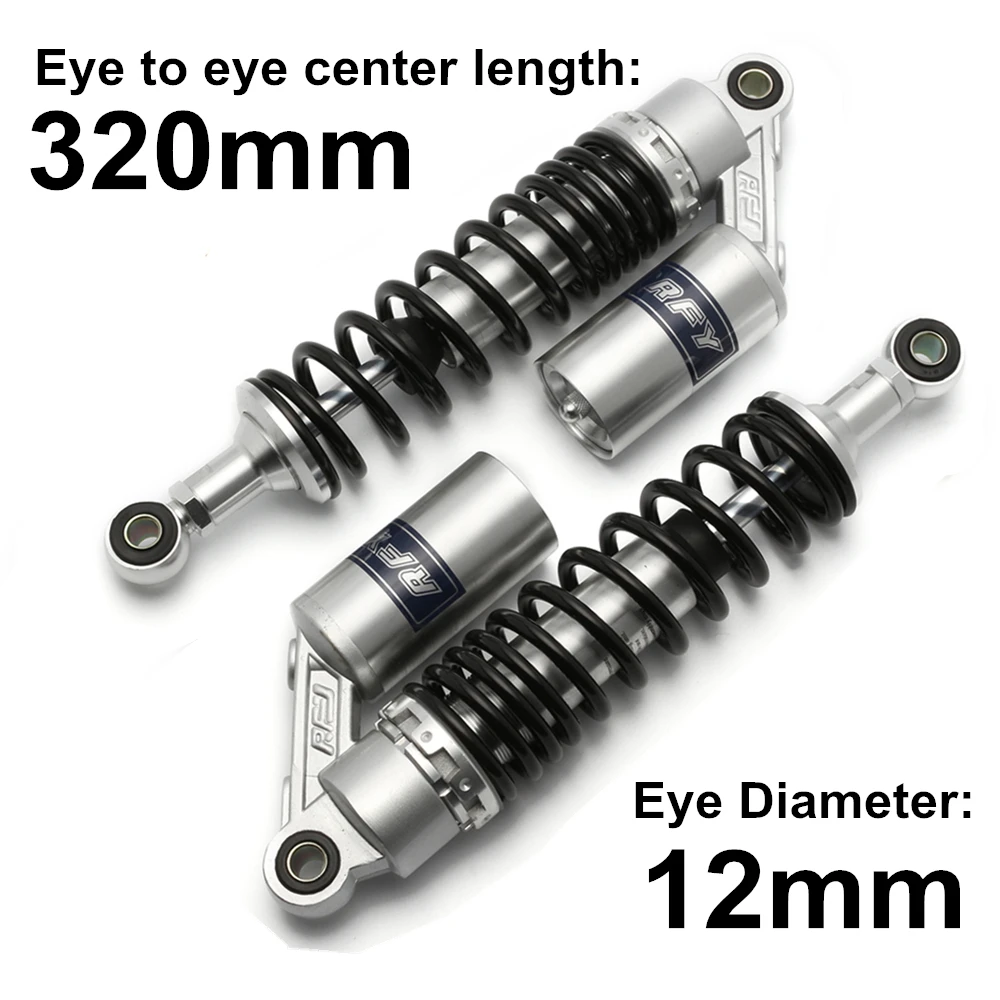 Универсальный 320 мм 340 мм 380 мм 400 мм Воздушный амортизатор задняя подвеска пружинный скутер Dirt Bike Gokart Quad ATV черный и серебристый - Цвет: M99-18-1