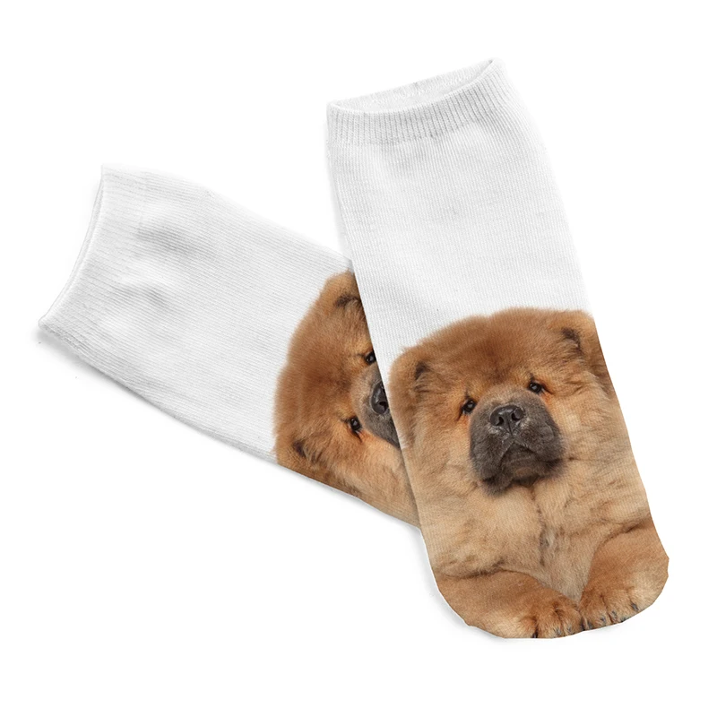 New 3D Digital Printed Chow dog Women Socks Unisex Fashion Cute Short Sock Women Low Cut Dress Sock Hot Beautiful Wholesale