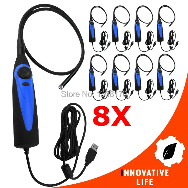 

8 x pieces USB Video Inspection Borescope 6 LED Light Endoscope Pipe Snake Scope 830mm Flexible Tube 7mm Camera Head