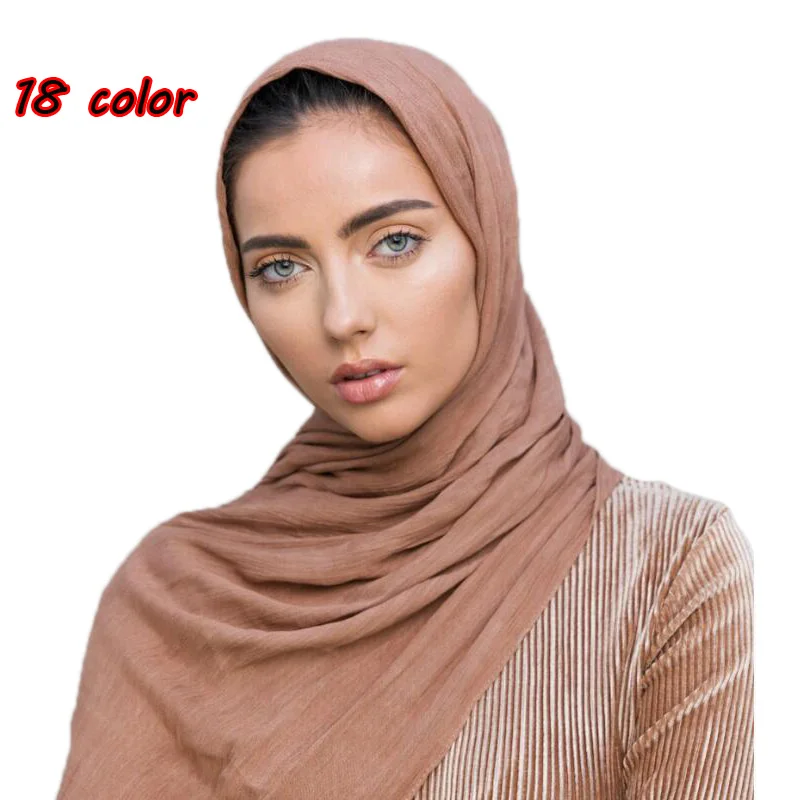 High quality women 100% Rayon crinkle scarf cotton wrinkle muslim...