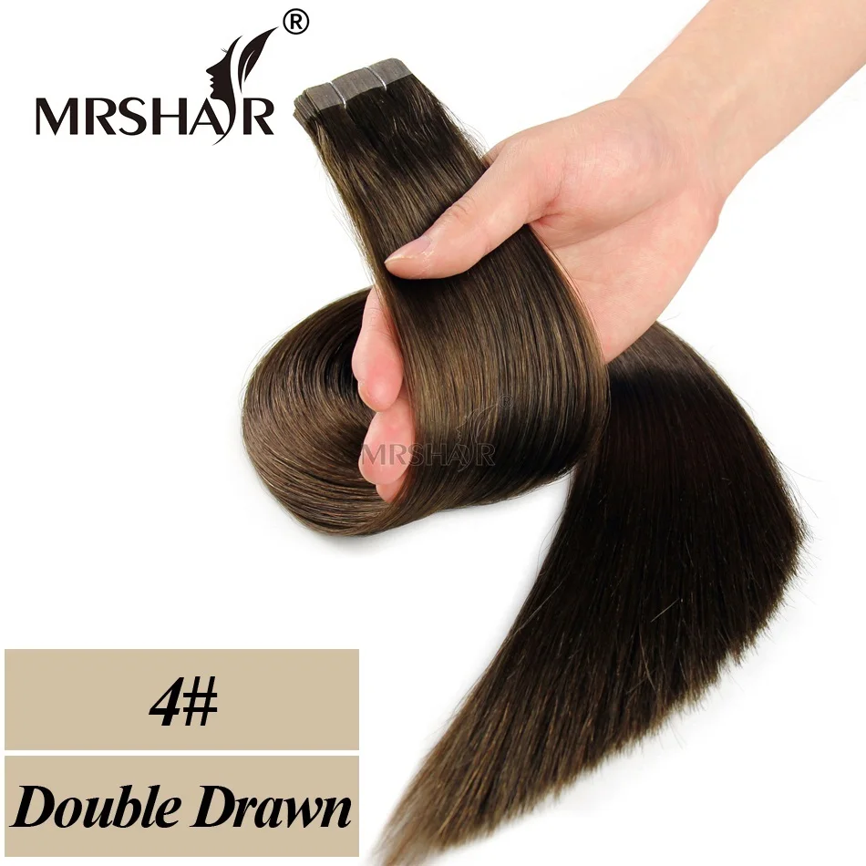 mrshair remy tape in human hair extensions double drawn hair