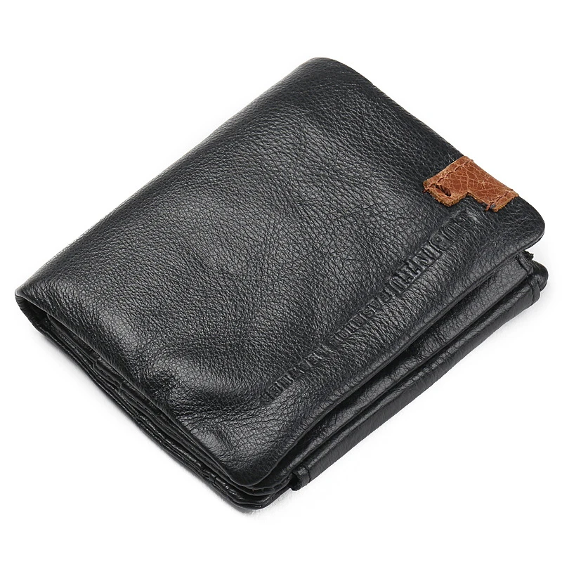 Trifold wallet 100% real leather Top cowhide men wallets black purse multifunction 2016 new ...