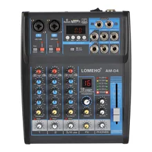 LOMOEHO AM-04 2 Mono + 1 Stereo 4 Channels Bluetooth USB 48V Phantom Professional DJ Audio Mixer