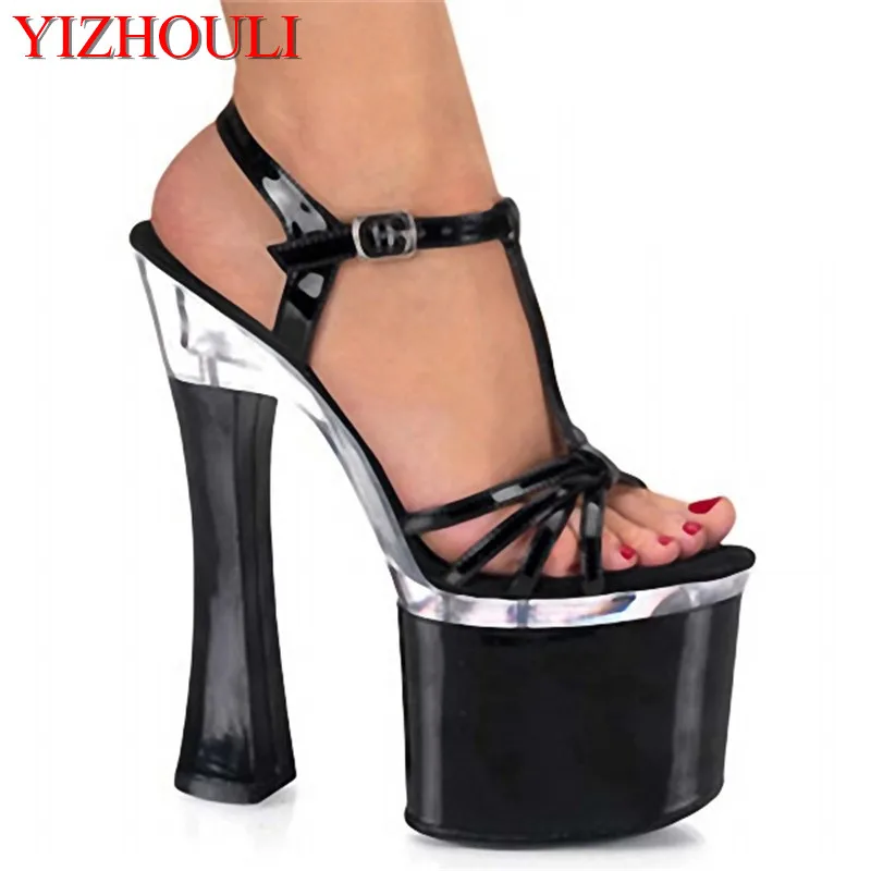 

Sexy Cut-Outs Temptation Sexy Princess Comfortable Sandals 18CM High-Heeled Shoes 7 inch Cross Ankle-Strap High-Heeled Sandals