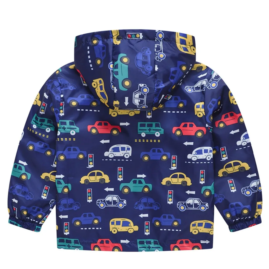 Детская ветровка для маленьких девочек и мальчиков, весеннее пальто с капюшоном с рисунком кота и машины, куртка, топы, casaco infantil