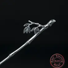 Amxiu ручной работы 925 пробы Серебристые шпильки для волос длинные волосы ювелирные изделия бамбуковые палочки для волос для женщин аксессуары Новое поступление Bijoux