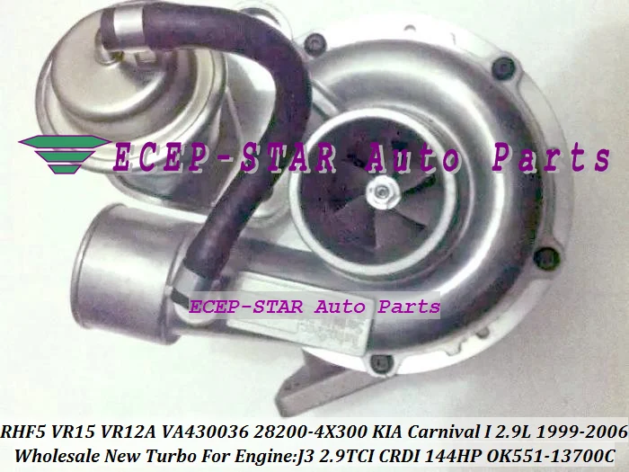 RHF5 VR15 VR12A VA430036 28200-4X300 OK551-13700C Turbo Turbocharger For KIA Carnival I 2.9L 1999-2006 J3 2.9TCI CRDI 144HP