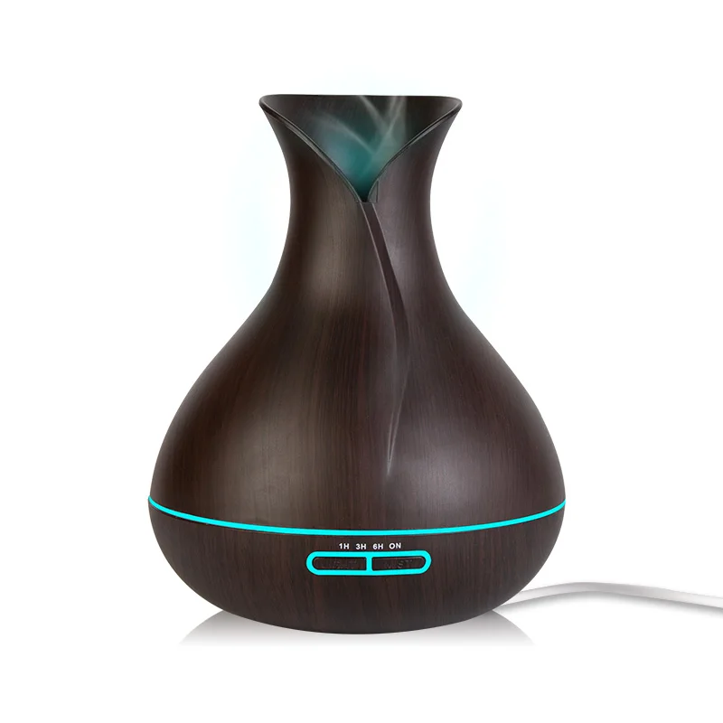 

400ML USB Ultrasonic Humidifier Tulip Vase Style 5W Wood Grain Cool-Mist Aromatherapy Essential Oil Diffuser Air purifier