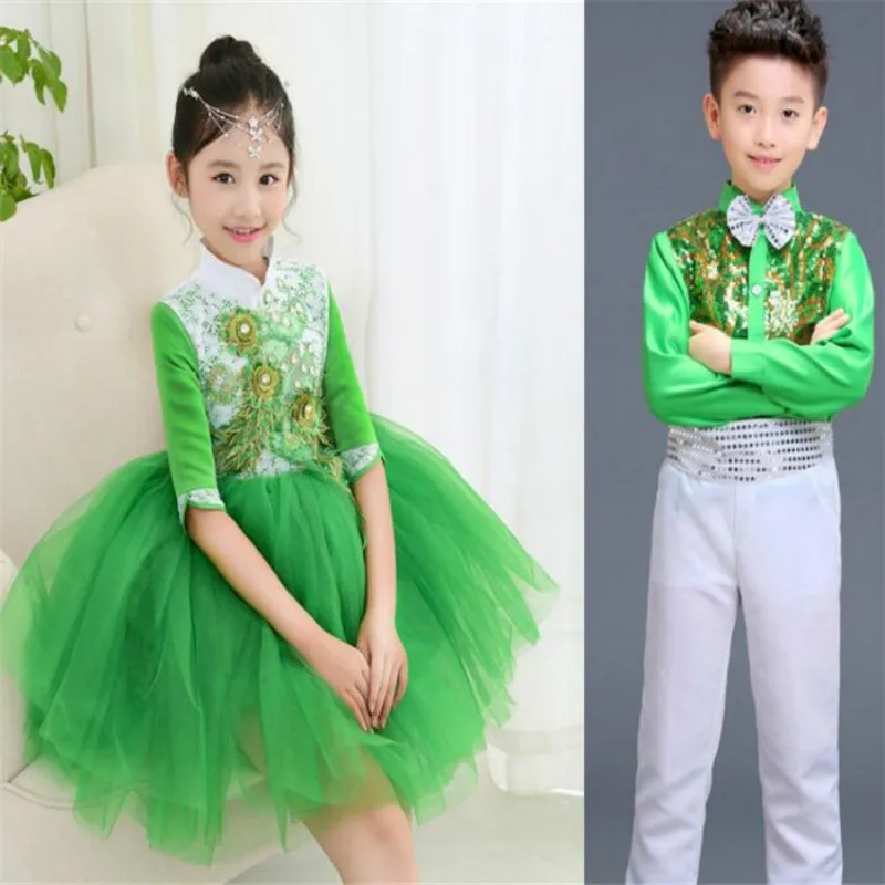 

Boys and girls jazz dance Latin dance costumes host costumes ballroom dance competition dresses kids dresses for girls