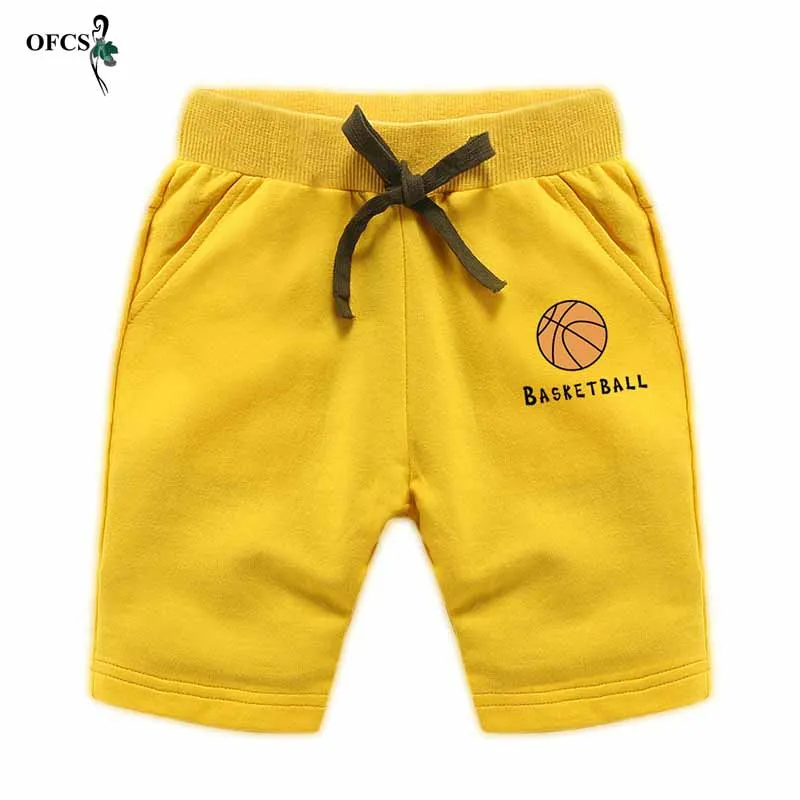 Новая летняя тонкая детская одежда, шорты эластичные штаны для маленьких мальчиков однотонные хлопковые повседневные спортивные брюки для подростков 18 мес.-12 лет - Цвет: Цвет: желтый