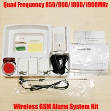 Беспроводной GSM сигнализация Системы Quad Band 850/900/1800/1900 МГц Интерком PIR детектор двери Сенсор сирена дистанционного Управление домашней безопасности