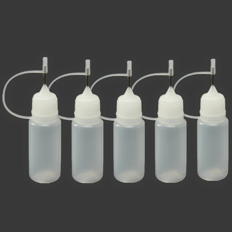 

Hot Sale 5PCS 10ml Plastic Empty Quilling Bottle With Metal Needle Dropper Bottle for Henna Tattoo Liquid Oils Storing Container