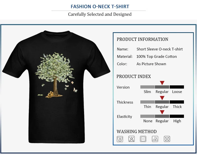 Student Tops & Tees Money grows on trees Brand New Printed Top T-shirts All Cotton Short Sleeve Normal Tee-Shirt O-Neck Money grows on trees