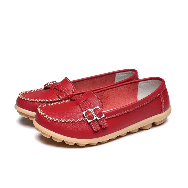STQ/Женская обувь на плоской подошве; натуральная кожа; балетки на плоской подошве; женская обувь без шнуровки, с круглым носком, балетки, мокасины женские мокасины, 1188 - Цвет: 1188 Red