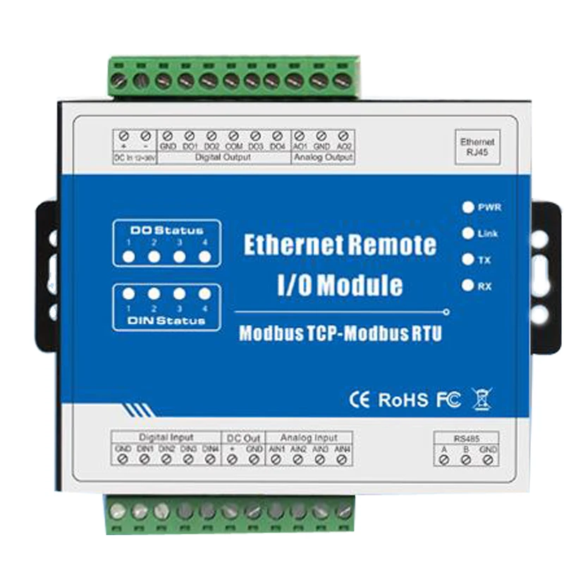 

10pcs Ethernet RJ45 to RS485 Remote IO Module Precision Data Acquisition Module Can Cascade Modbus RTU M100T