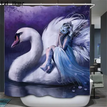 

LzL Home proud swan red crowned crane owl pattern shower curtains elegant luxury bath decoration 3d waterproof bath curtains