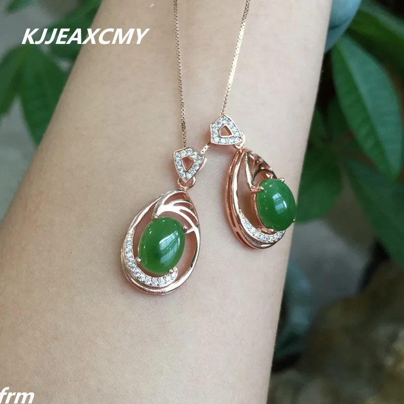 

KJJEAXCMY boutique jewelry,Natural Hetian Biyu female pendant wholesale 925 silver wholesale ice color beautiful