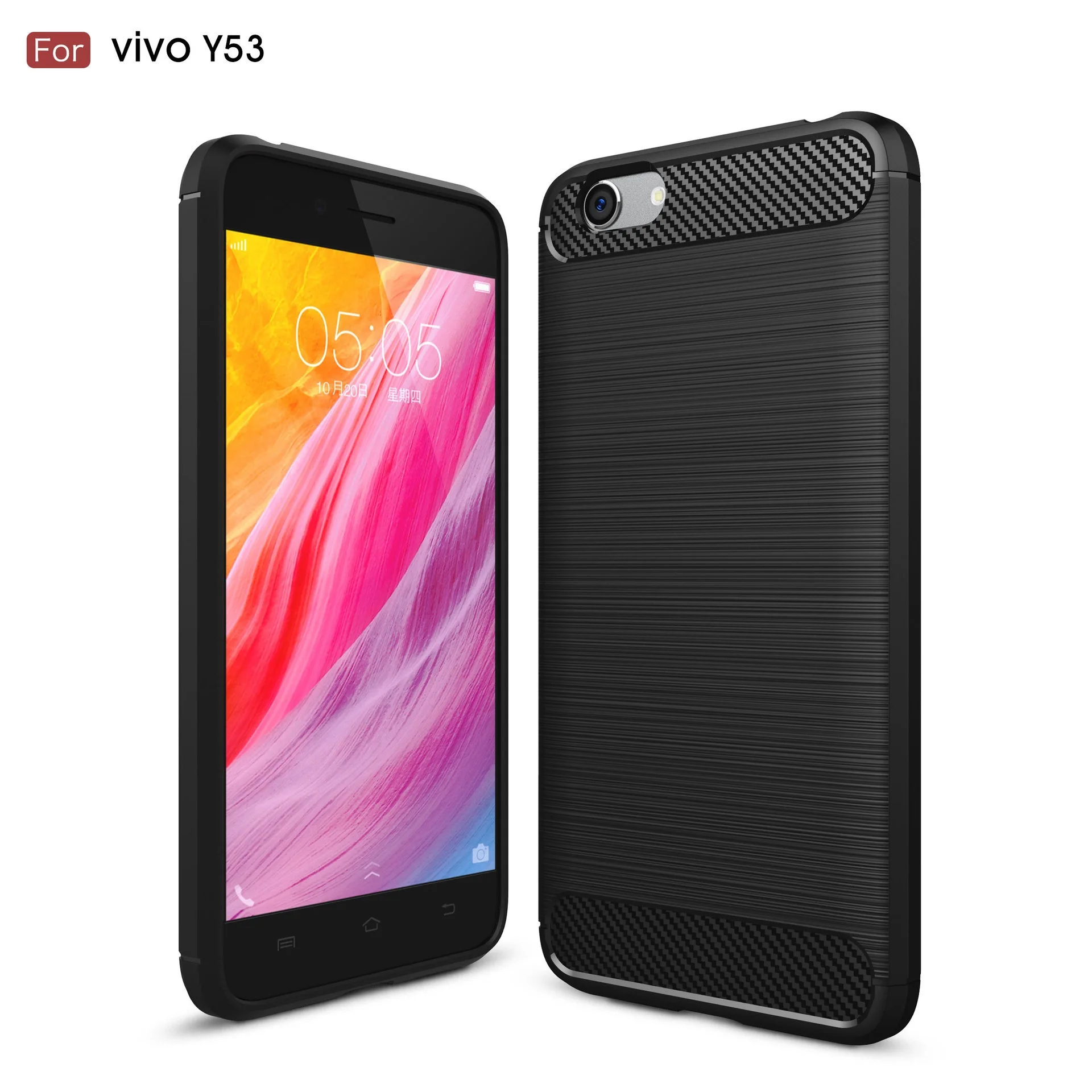 

Phone Case For Vivo Y53 Carbon Fiber Soft TPU Anti-Knock Cover For Vivo Y67 Back Cover Case