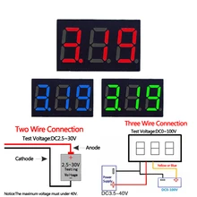 DIY красный синий цифровой светодиодный мини дисплей модуль DC2.5V-32V DC0-100V вольтметр тестер напряжения измерительный прибор с панелью для мотоцикла