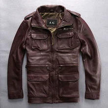 m65 genuine cow font b leather b font clothing font b male b font turn down