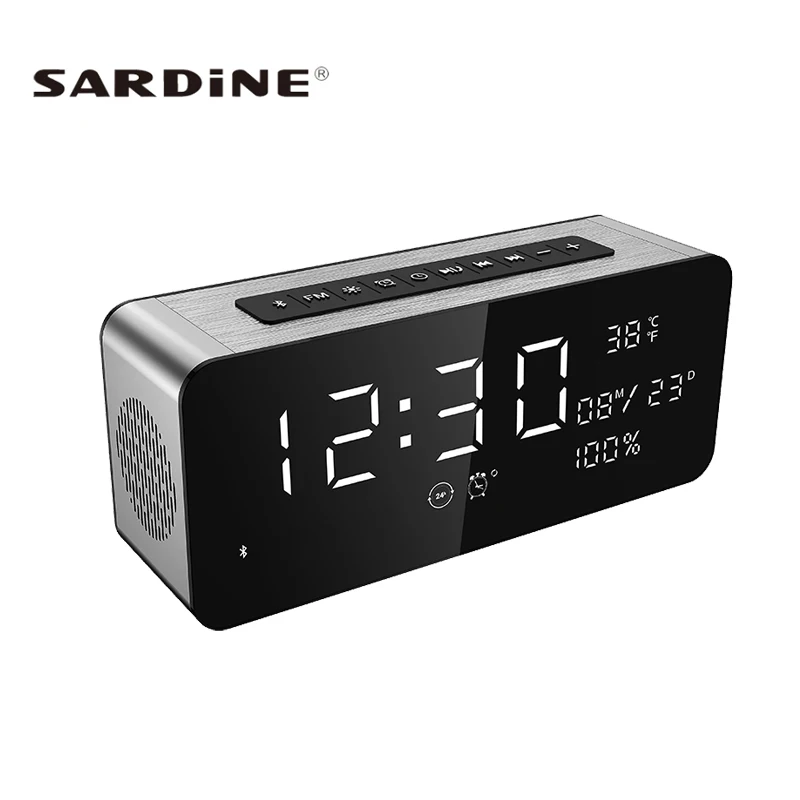 Sardine A10 Big LED Display Wireless Bluetooth Speaker with FM Radio 12W Super Heavy Bass Subwoofer 