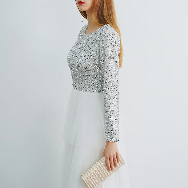 Вэй Инь Robe De Soiree длинные белые вечерние платья с длинными рукавами 2020 винтажные