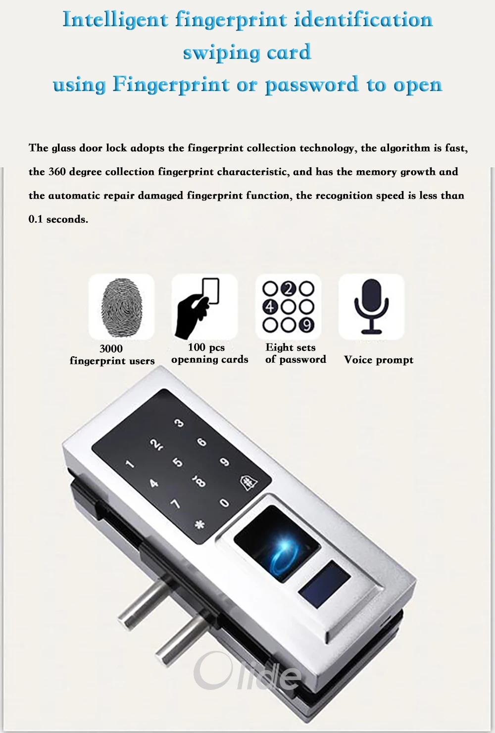 Fingerprint Door Lock for frameless door  (2)