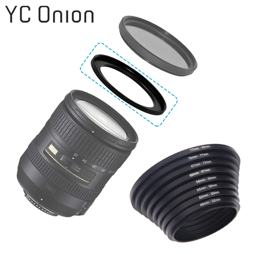 

High Quality 49-82mm Lens Step Up Down Ring Filter Adapter Set 49 52 55 58 62 67 72 77 82 mm