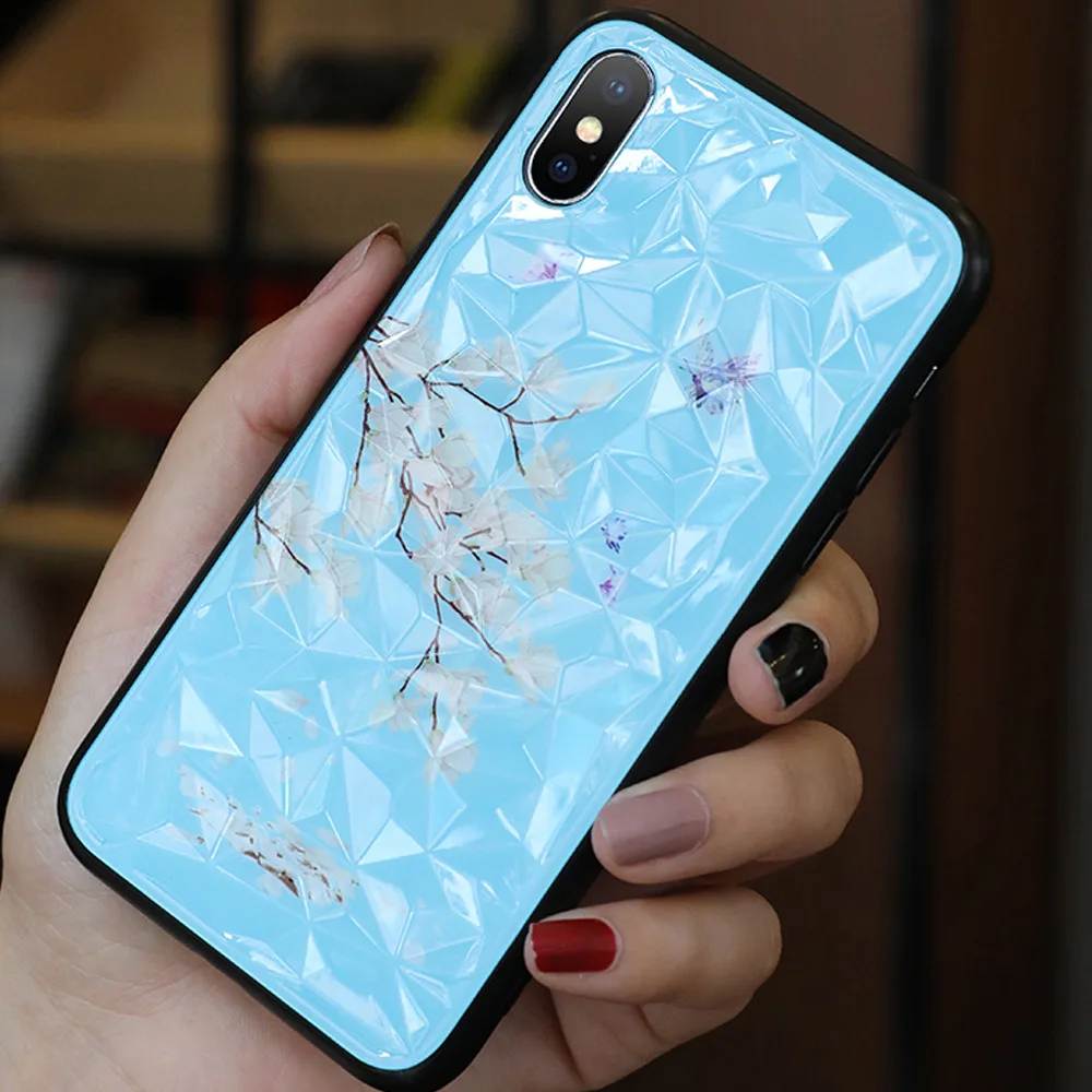 Luxury Floral Cute Diamond Case For iPhone XR XS Max X 8 7 6S 6 Plus Cover Silicone Phone Cases For iPhone X 7 8 6S Plus Coque (1)